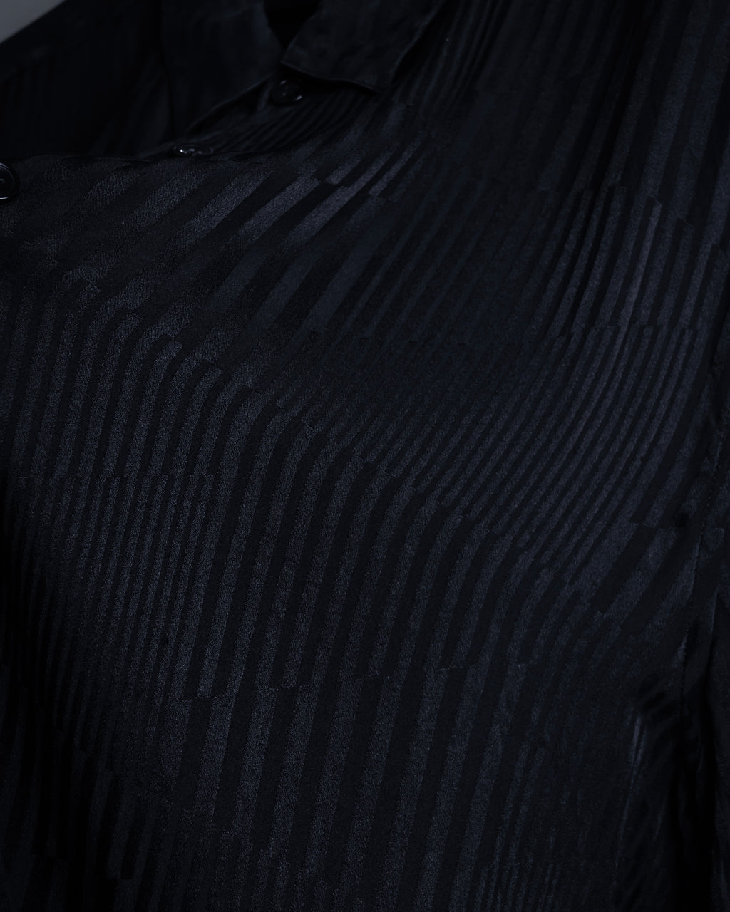 "Saint Laurent Paris" Jacquard pattern silk black shirt