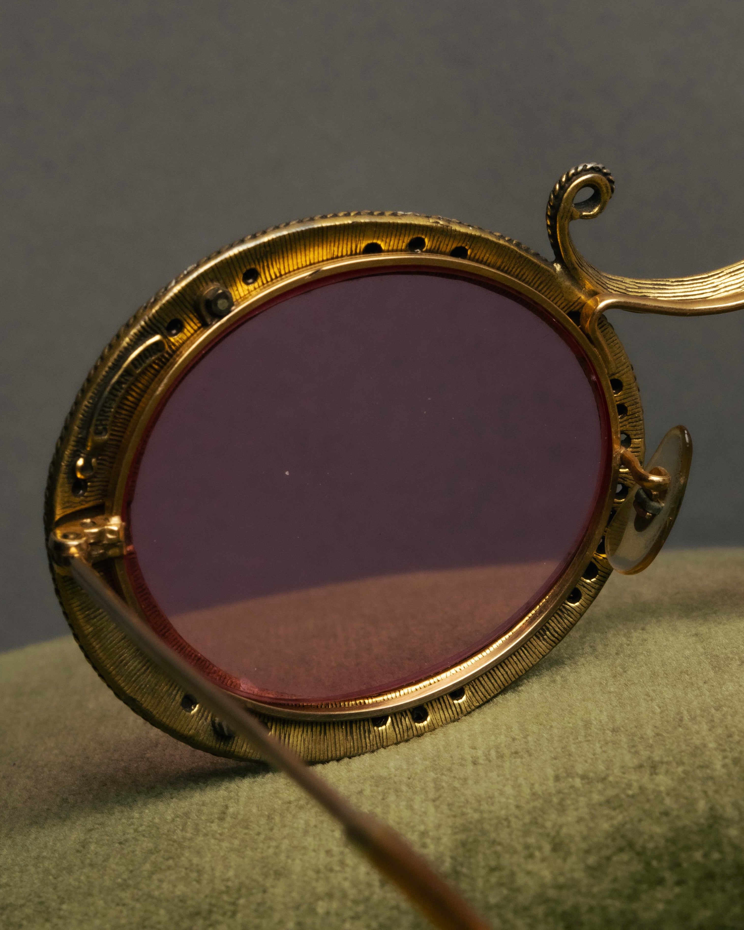 "Christian Dior" 70's-80's Vintage ornate jewel-embellished round sunglasses