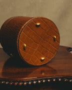 "CELINE" 80's-90's Structured cylindrical bucket bag