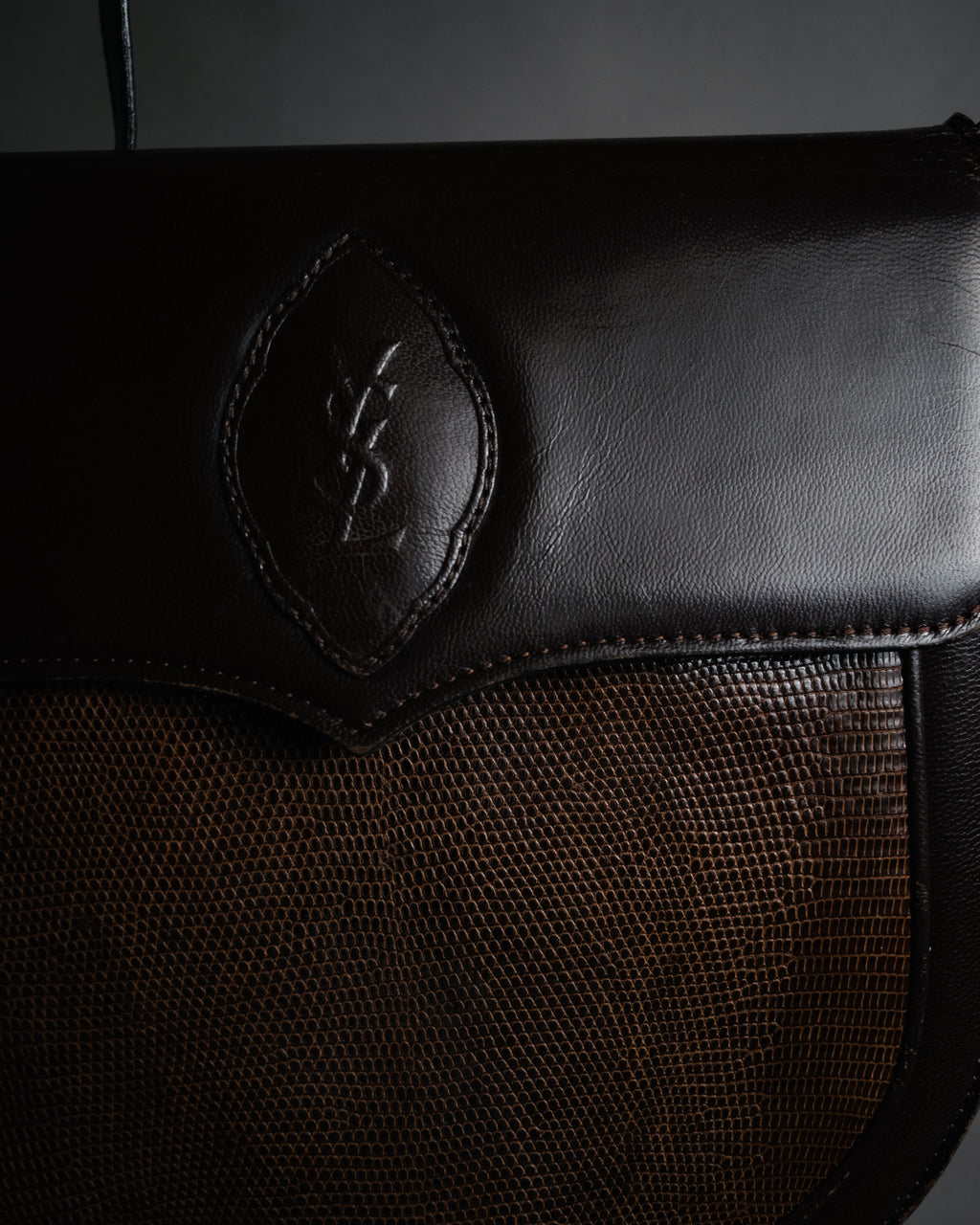 “Yves Saint Laurent” 80’s-90’s Cassandre embossed shoulder bag