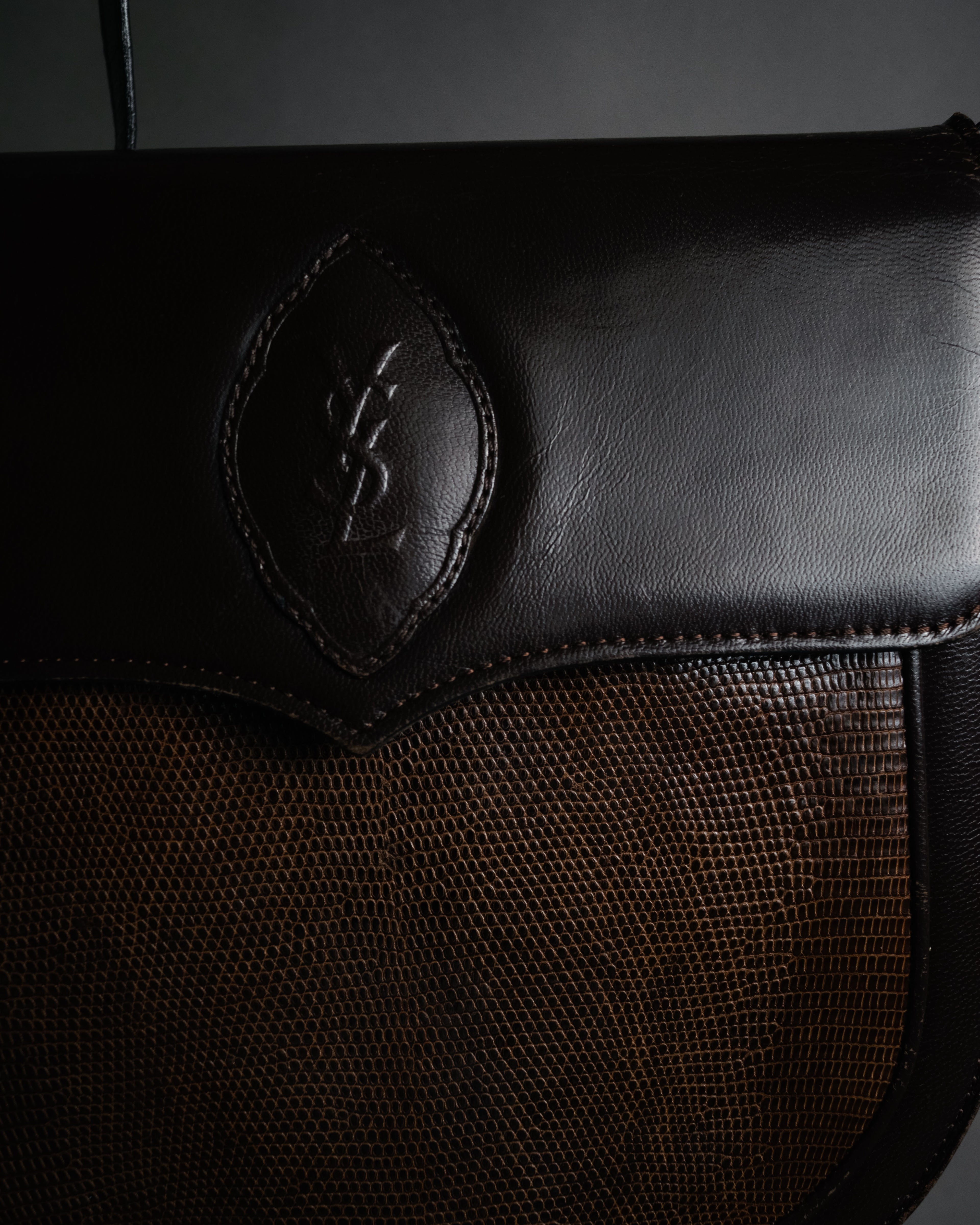 “Yves Saint Laurent” 80’s-90’s Cassandre embossed shoulder bag