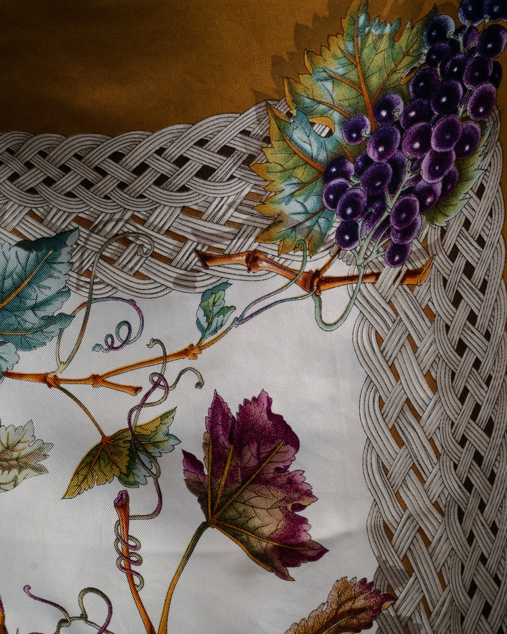 “GUCCI” 70’s-80’s Harvest motif silk scarf