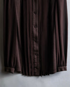 "Filo di Seta" Front pleated design stand-up collar shirt