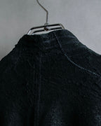 "ISAAC SELLAM" Cut-off design belted leather jacket