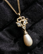 "Christian Dior" Pearl bijou gold chain necklace