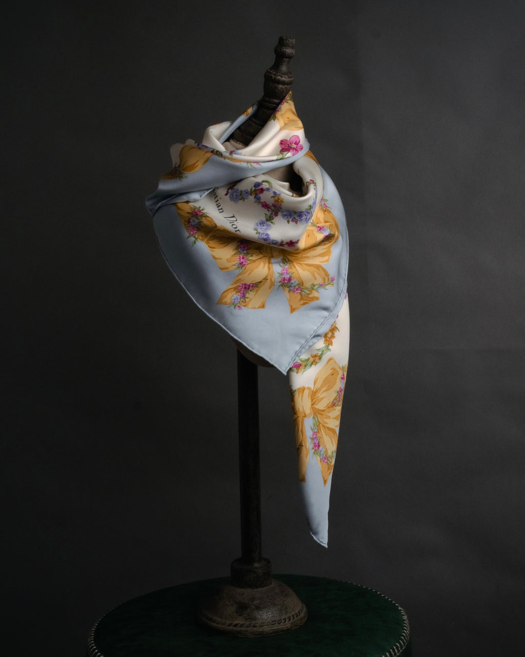 “Christian Dior” 90’s Floral logo silk scarf