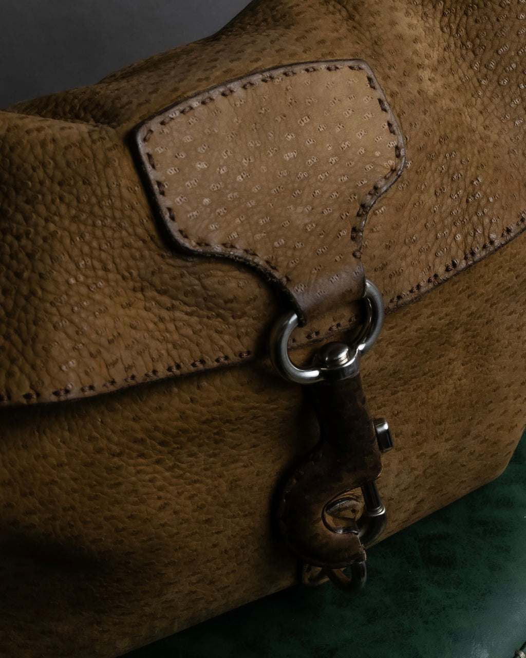 "PRADA" Hook hardware design ostrich leather shoulder bag