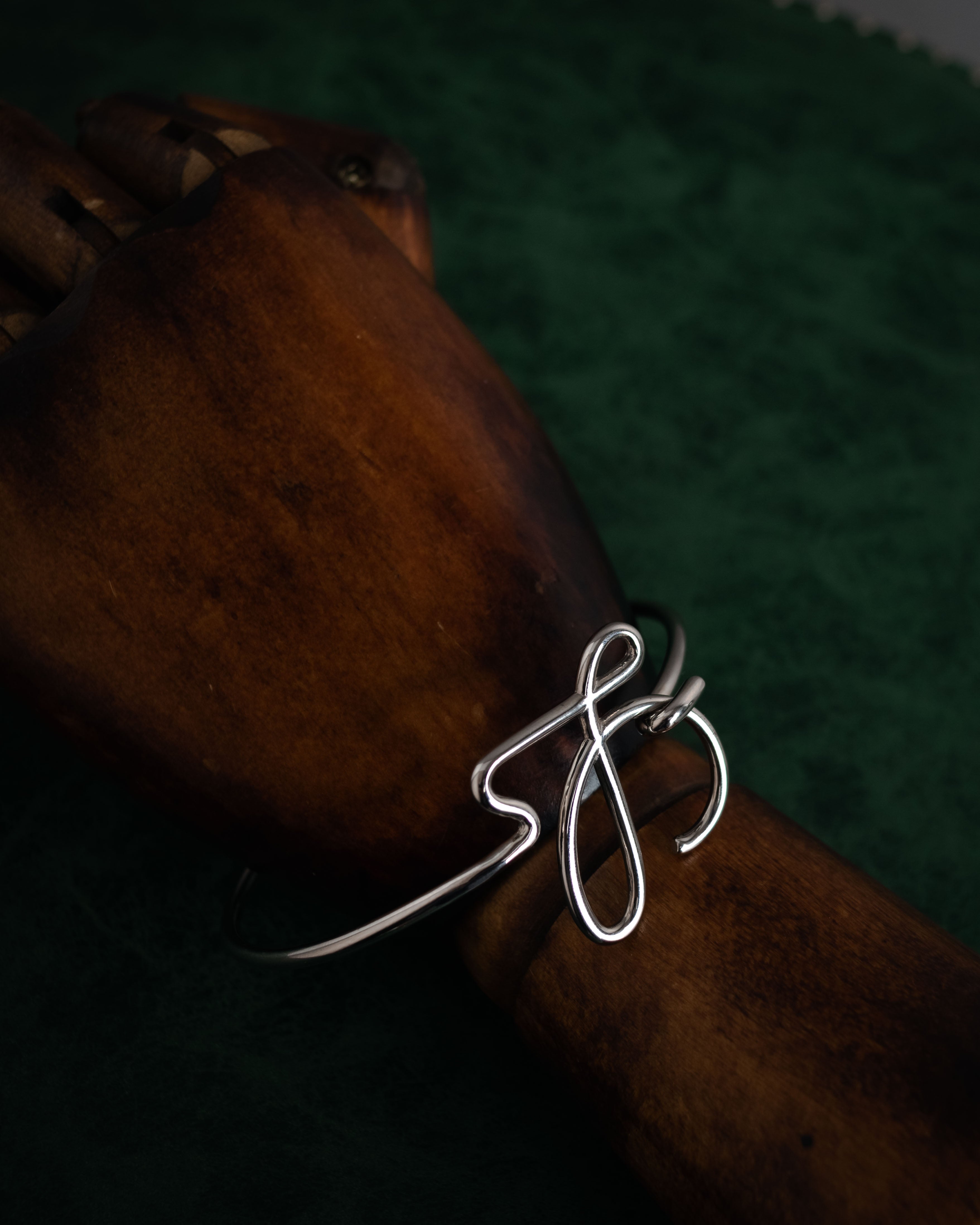 “LOEWE” 2000-2010 Script logo open cuff bracelet