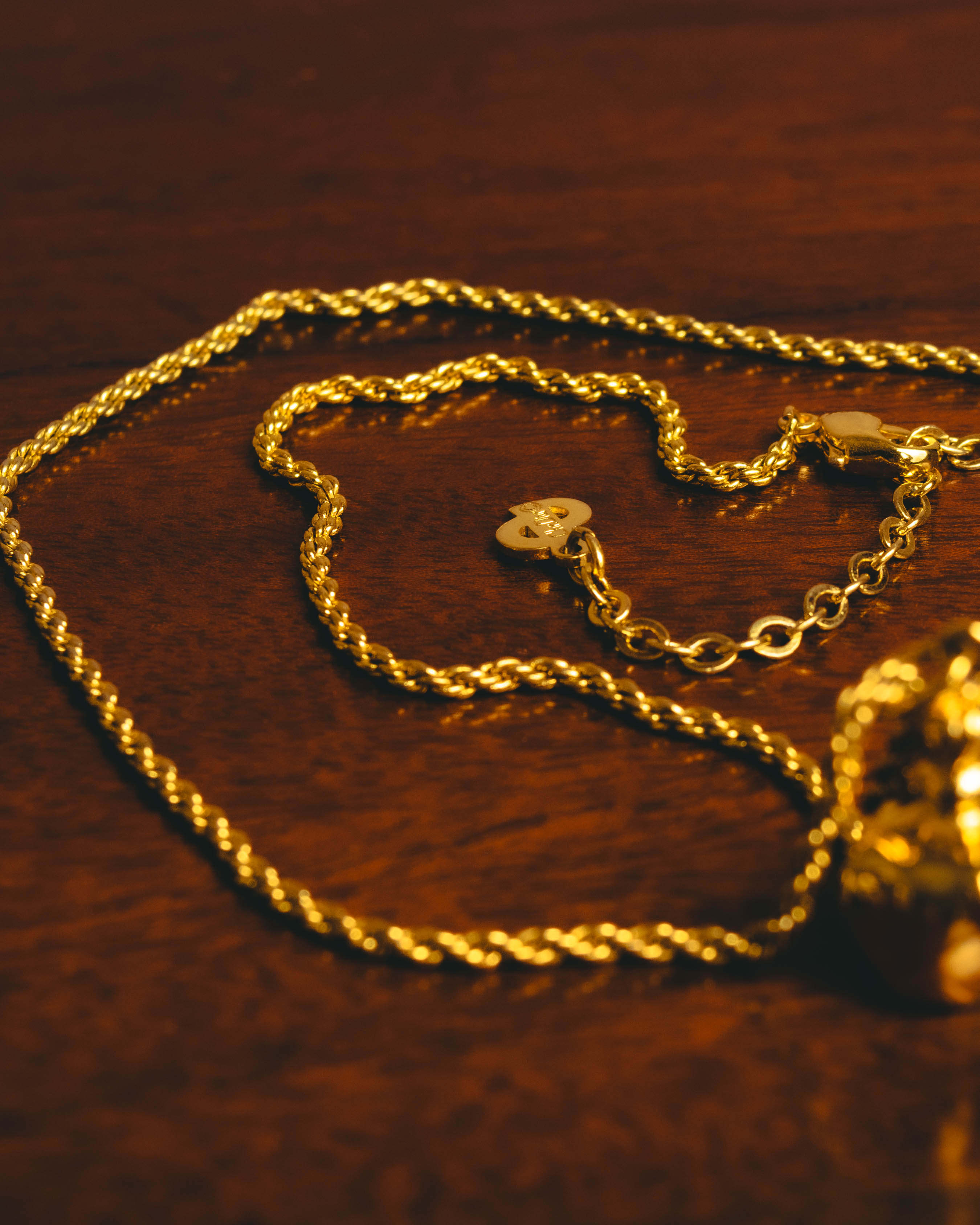 "Christian Dior" 80's-90's Gold tone bottle pendant necklace