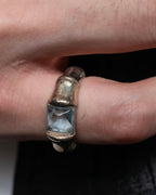 "GUCCI" Bamboo motif stone top silver ring