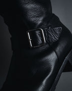 "CHANEL" 2006-12 Double-buckle leather engineer boots