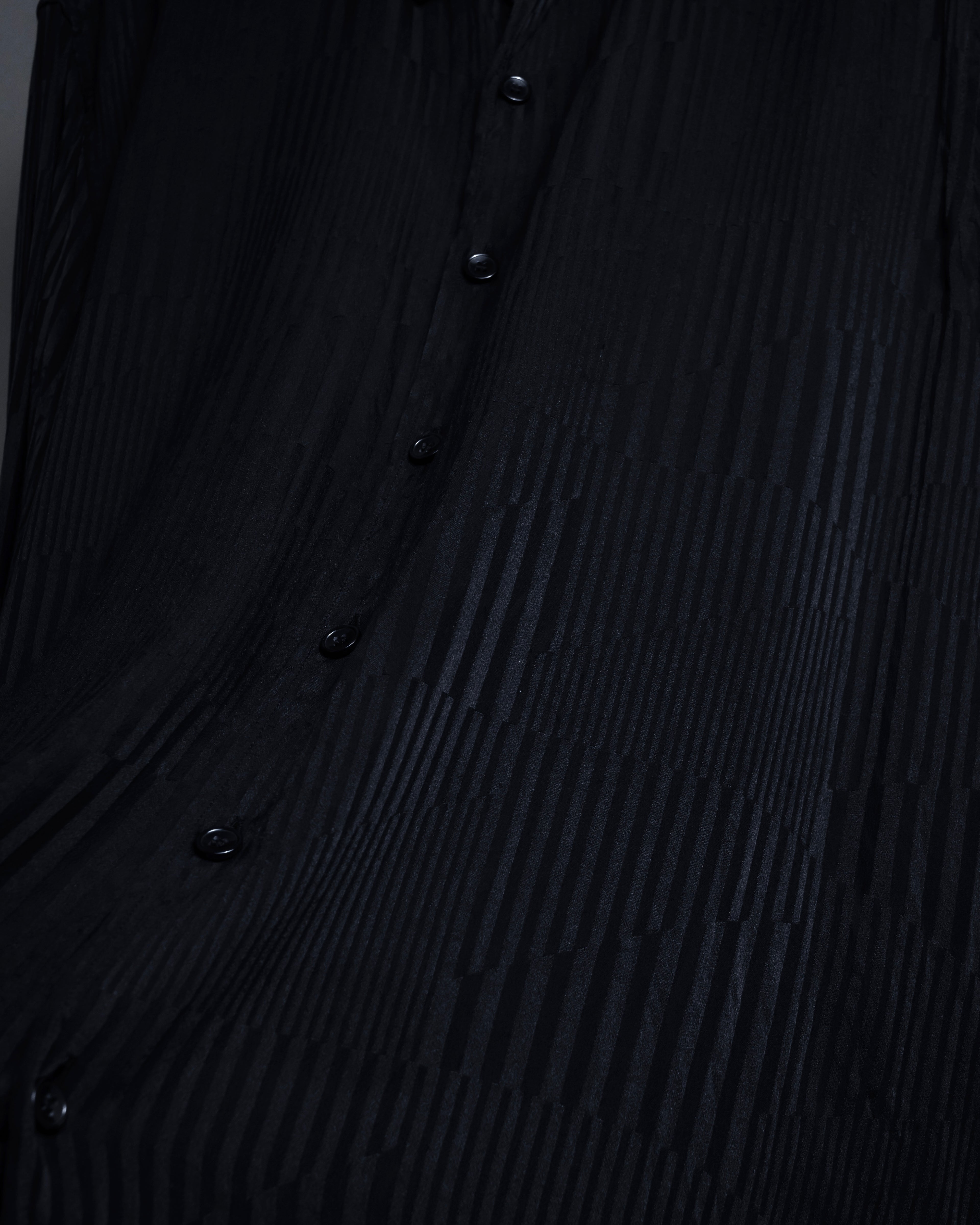 "Saint Laurent Paris" Jacquard pattern silk black shirt