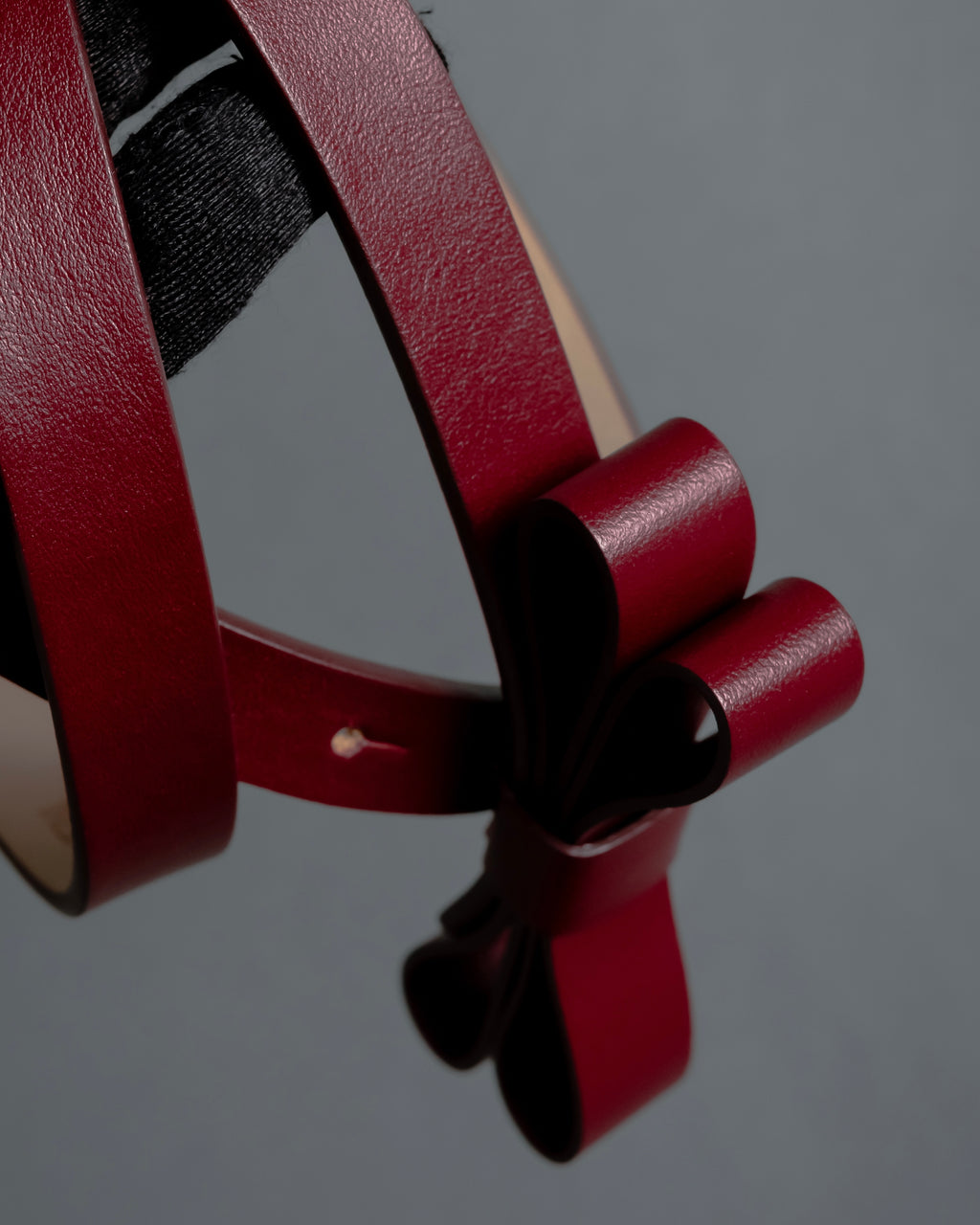 "RED VALENTINO" Bow motif Rosso color leather narrow belt