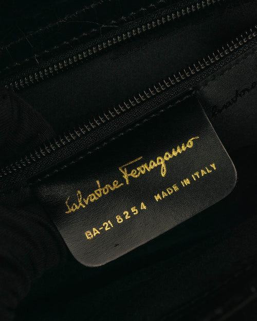 “Salvatore Ferragamo” 90’s-00’s crocodile embossed structured tote bag
