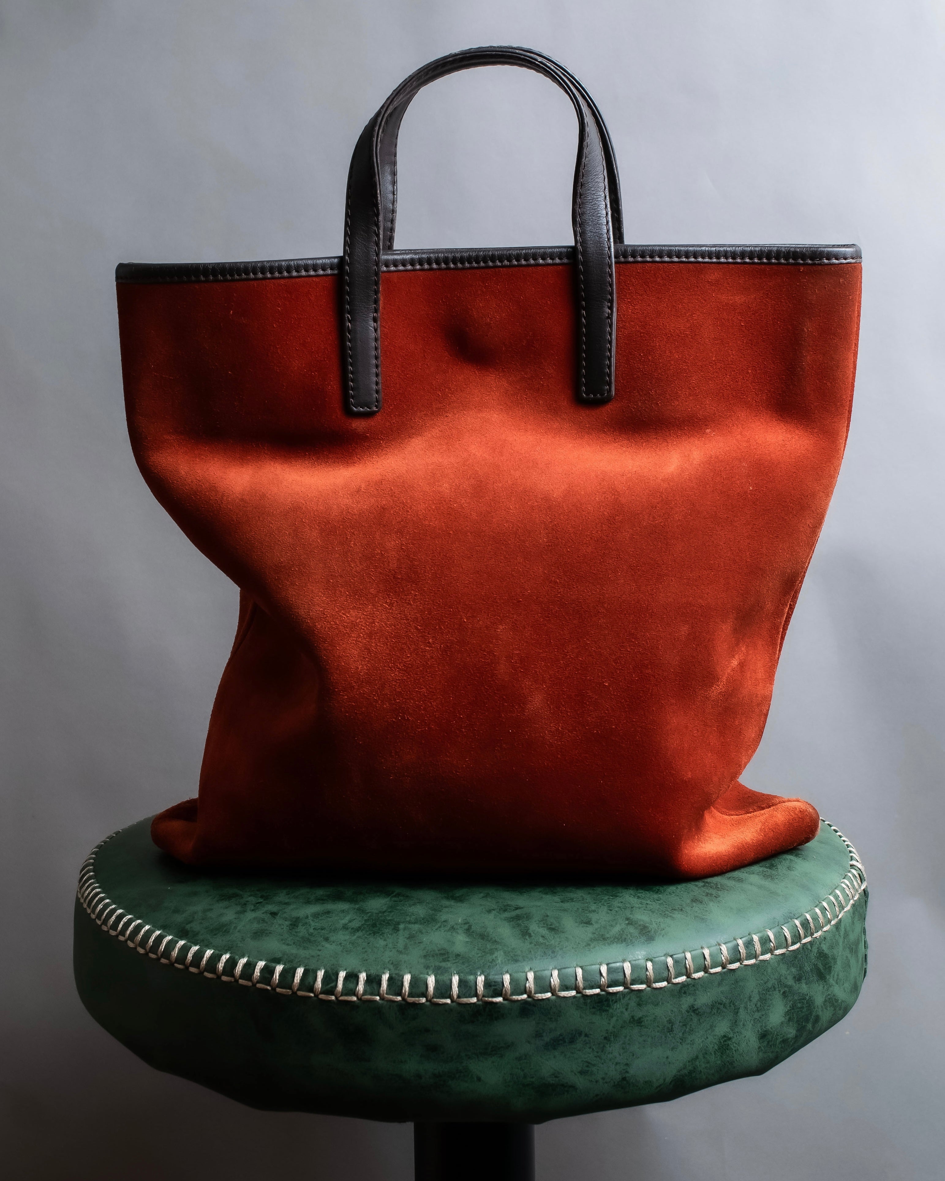 "LOEWE" Anagram logo engraved suede leather tote bag
