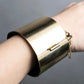 "CELINE" Large leather docking gold bracelet