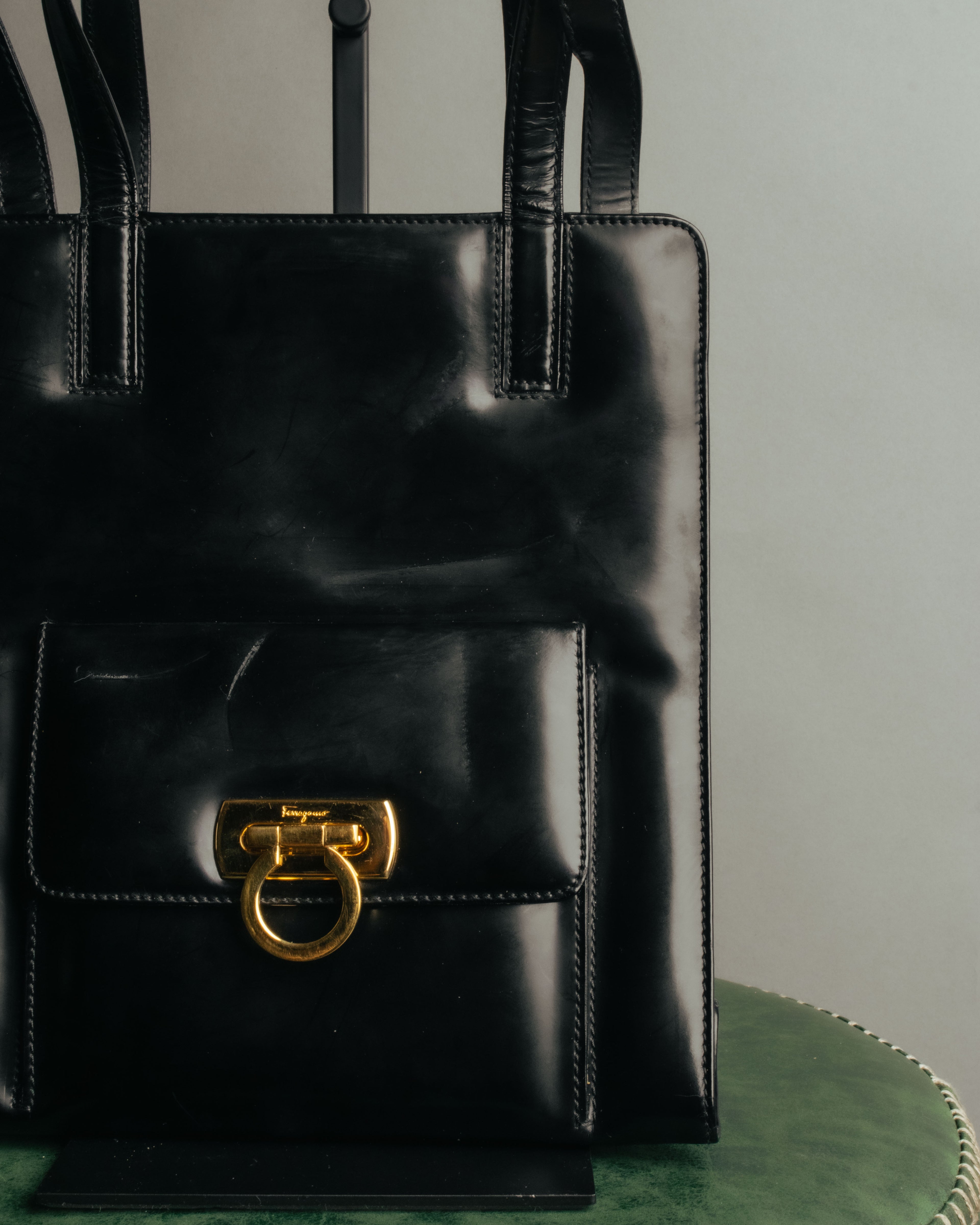 “Salvatore Ferragamo“ 1998-2003 Gancini patent leather handbag