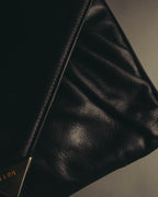 "CELINE" 70's-80's Classic black leather shoulder bag