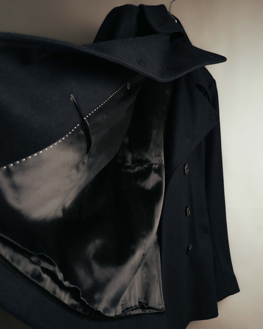 -SPECIAL- "DRIES VAN NOTEN" 10's Sculptural wide lapel double breasted wool coat