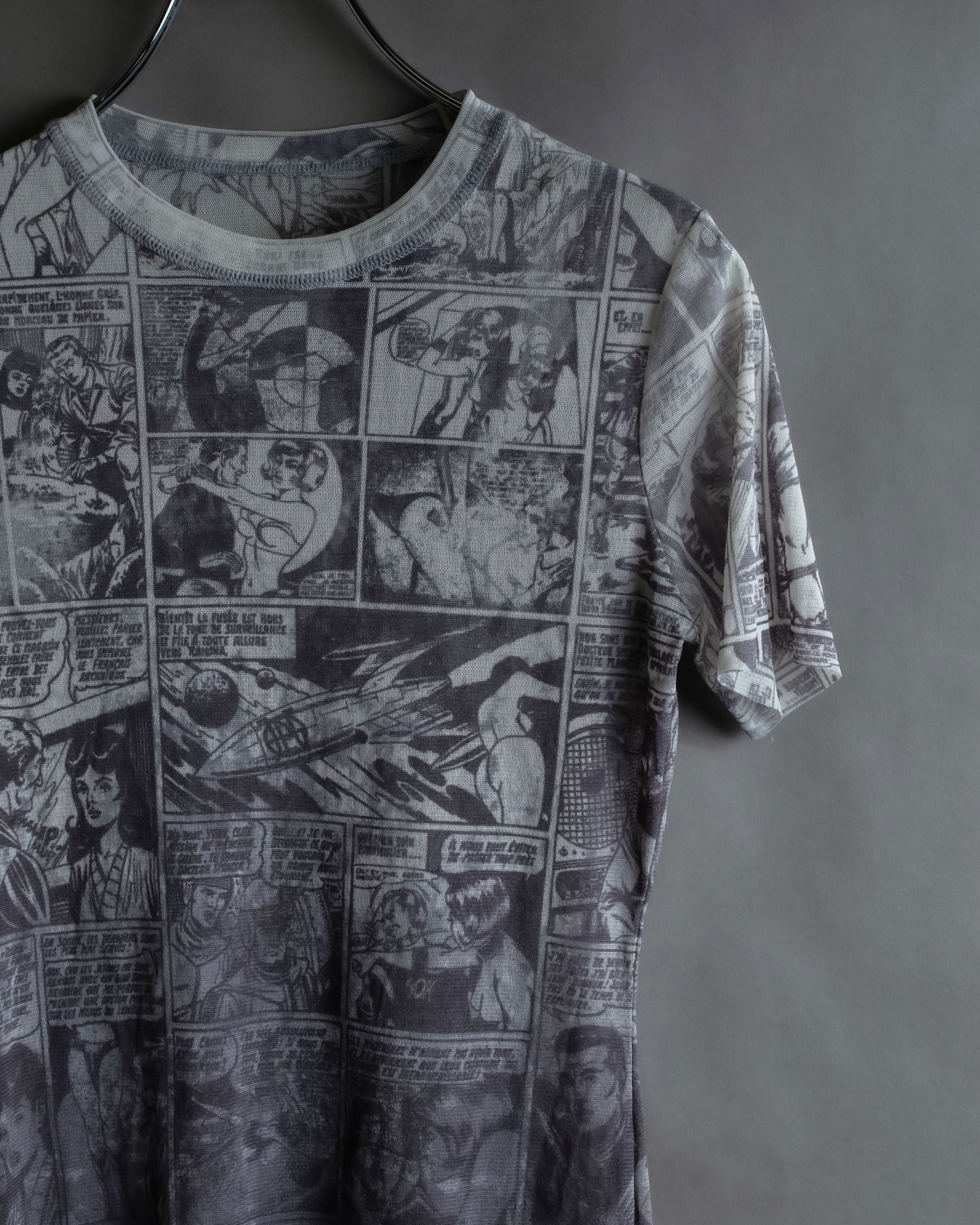 "JEAN PAUL GAULTIER JEANS" American comic book motif sheer short length pullover