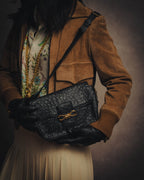 -SPECIAL- “CELINE“ 00’s-10’s Ostrich embossed leather shoulder bag