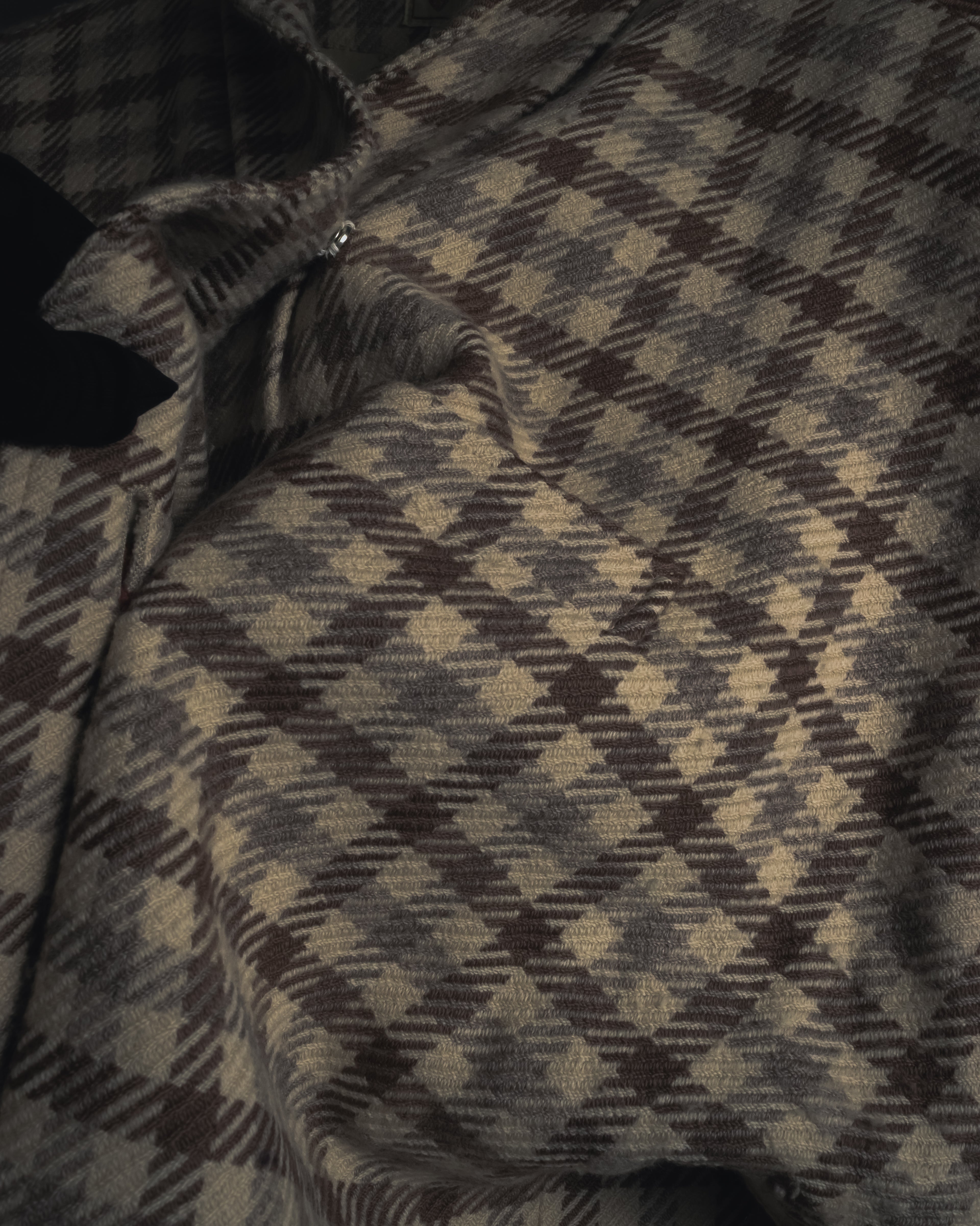 "GUCCI" 80’s checked wool shawl collar jacket