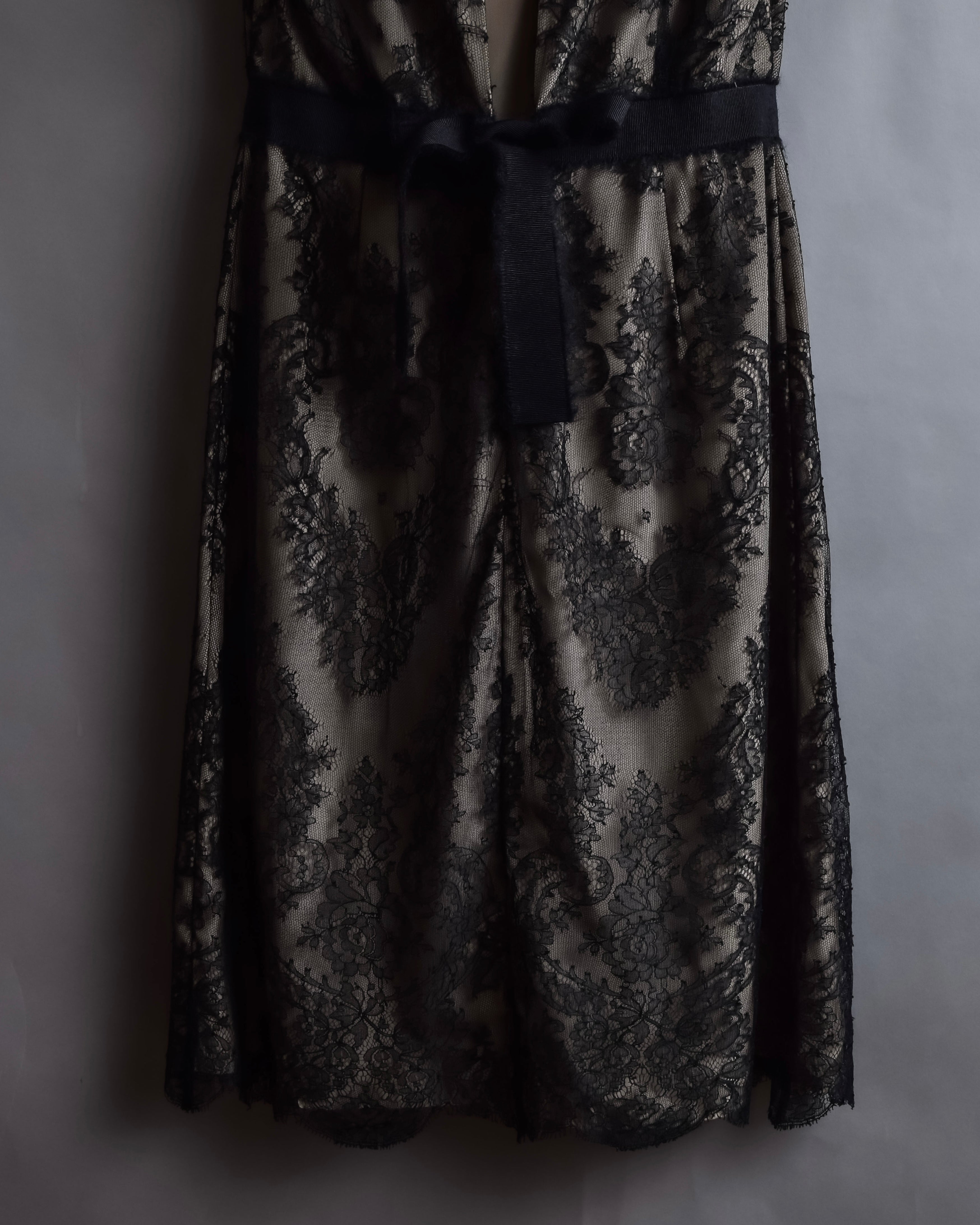 "VALENTINO" Lace layered ribbon design sleeveless dress