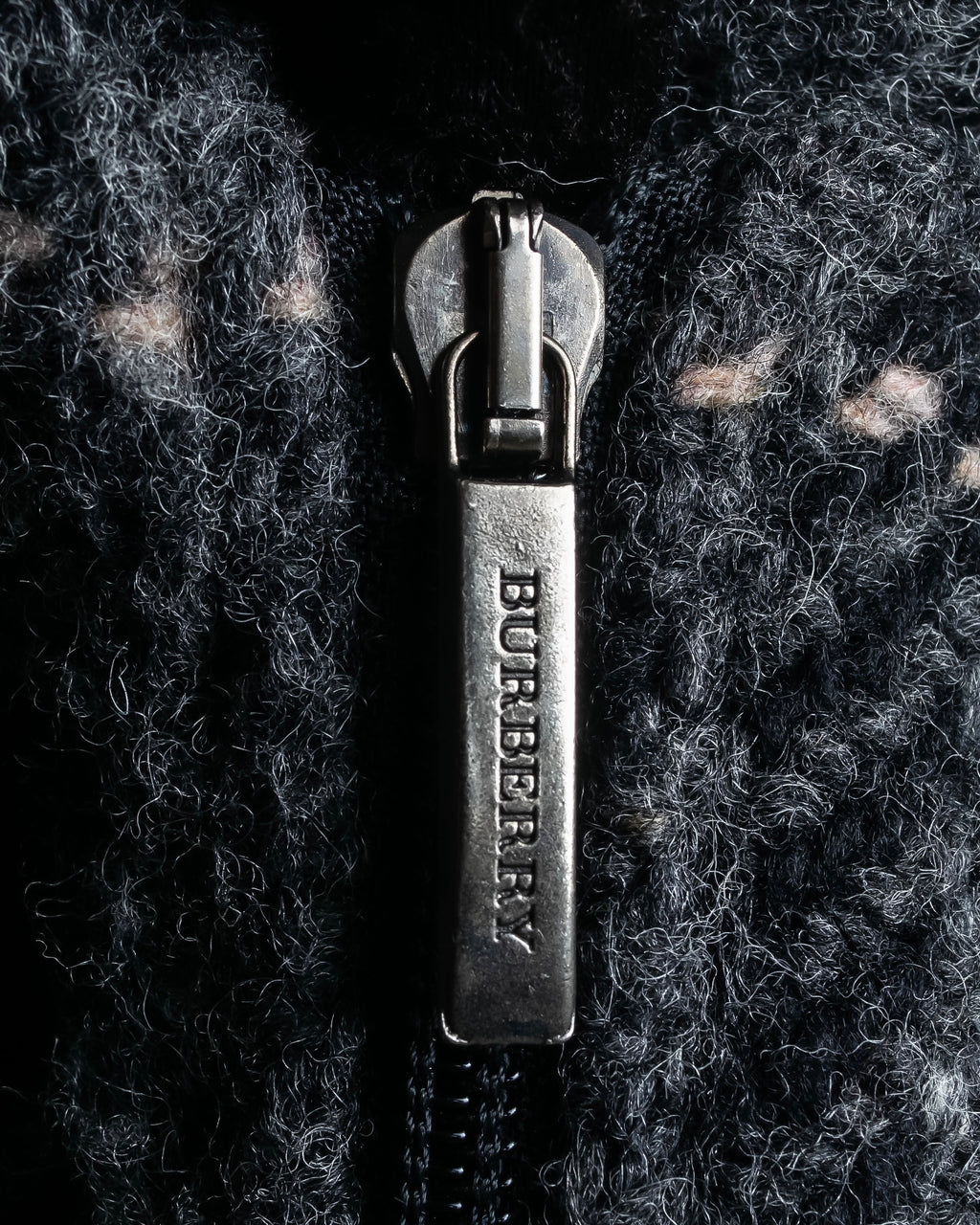 "BURBERRY" Check pattern double zipper hooded coat