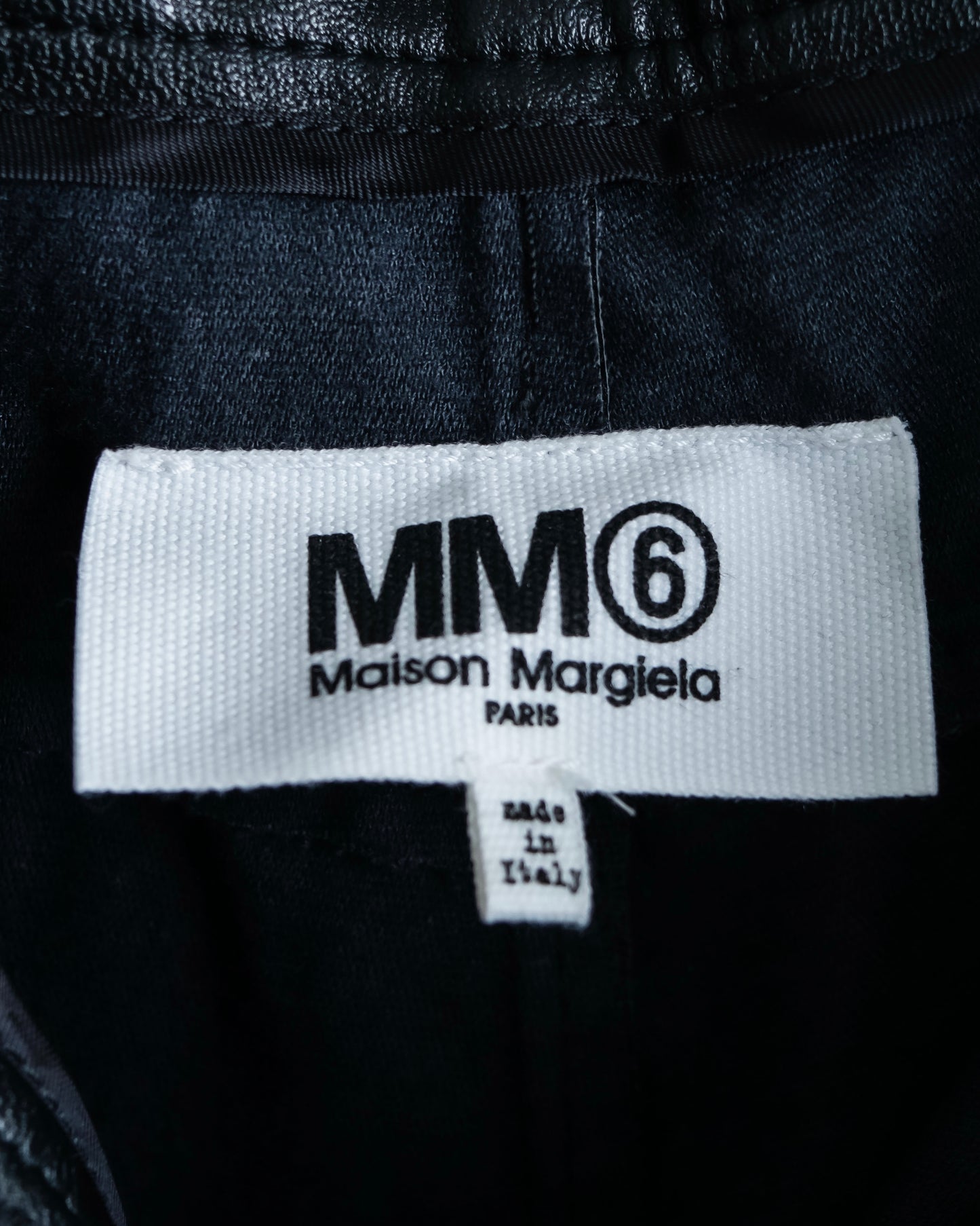 "MM6" Synthetic Leather Cut-Out Design Shorts