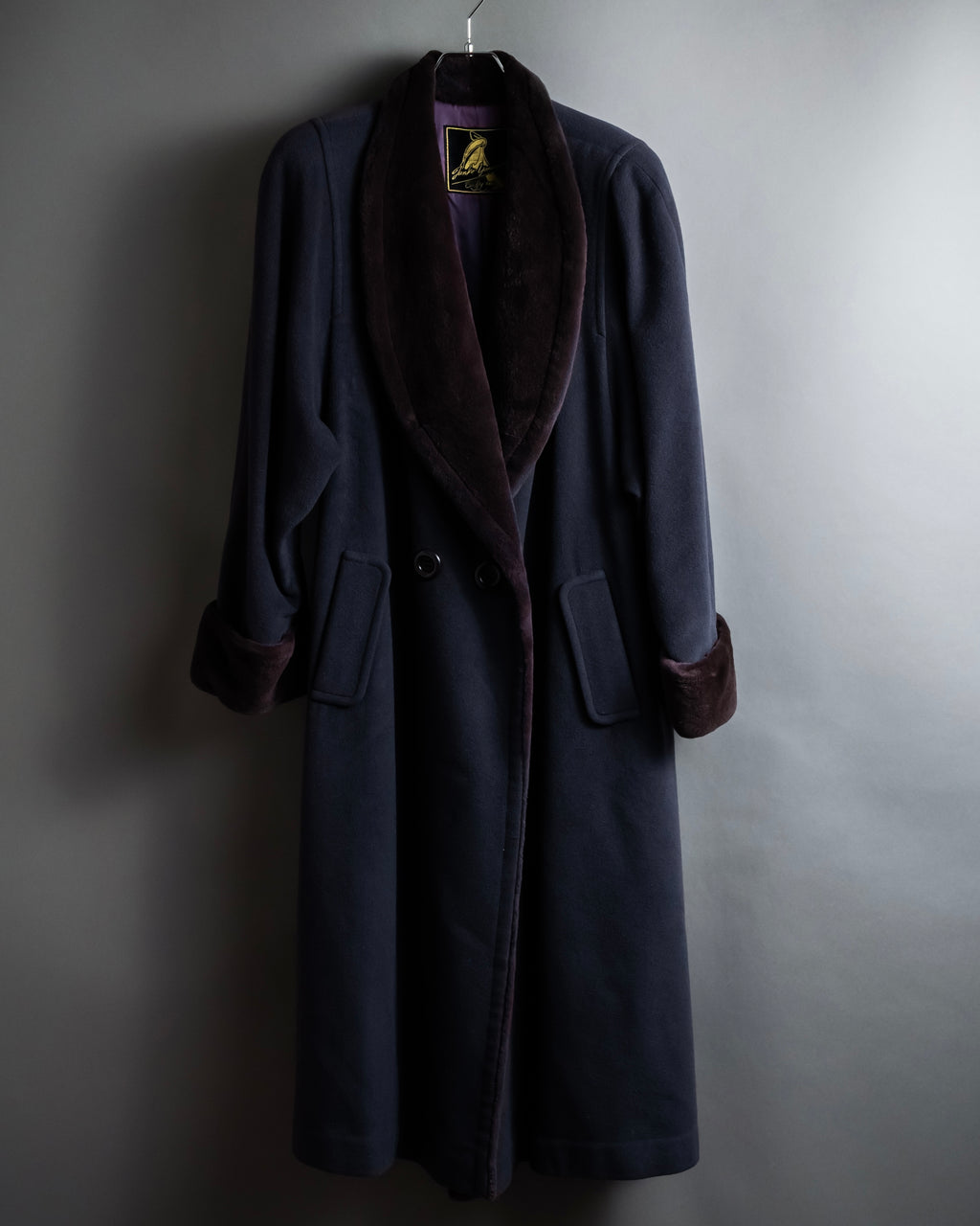 "Junko Yamamoto" Fur-trimmed design long cashmere blend coat
