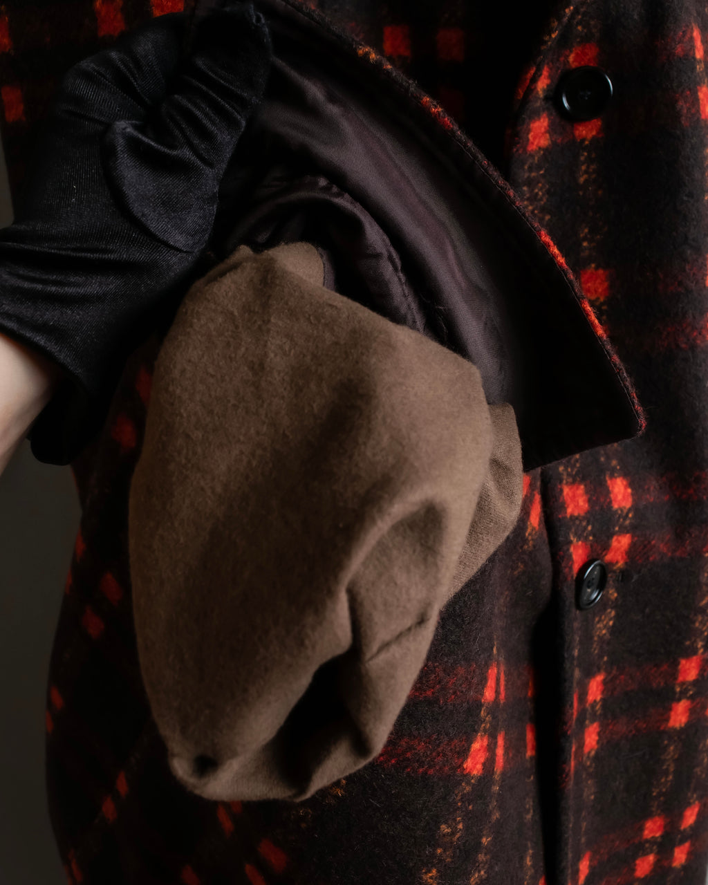 "HUGO BOSS" Plaid brushed wool tailored coat