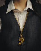 -SPECIAL - “CHANEL” 70’s-80’s Gripoix glass cabochon charm sautoir necklace