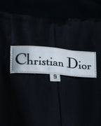 "Christian Dior" Jacquard switching design no-collar jacket