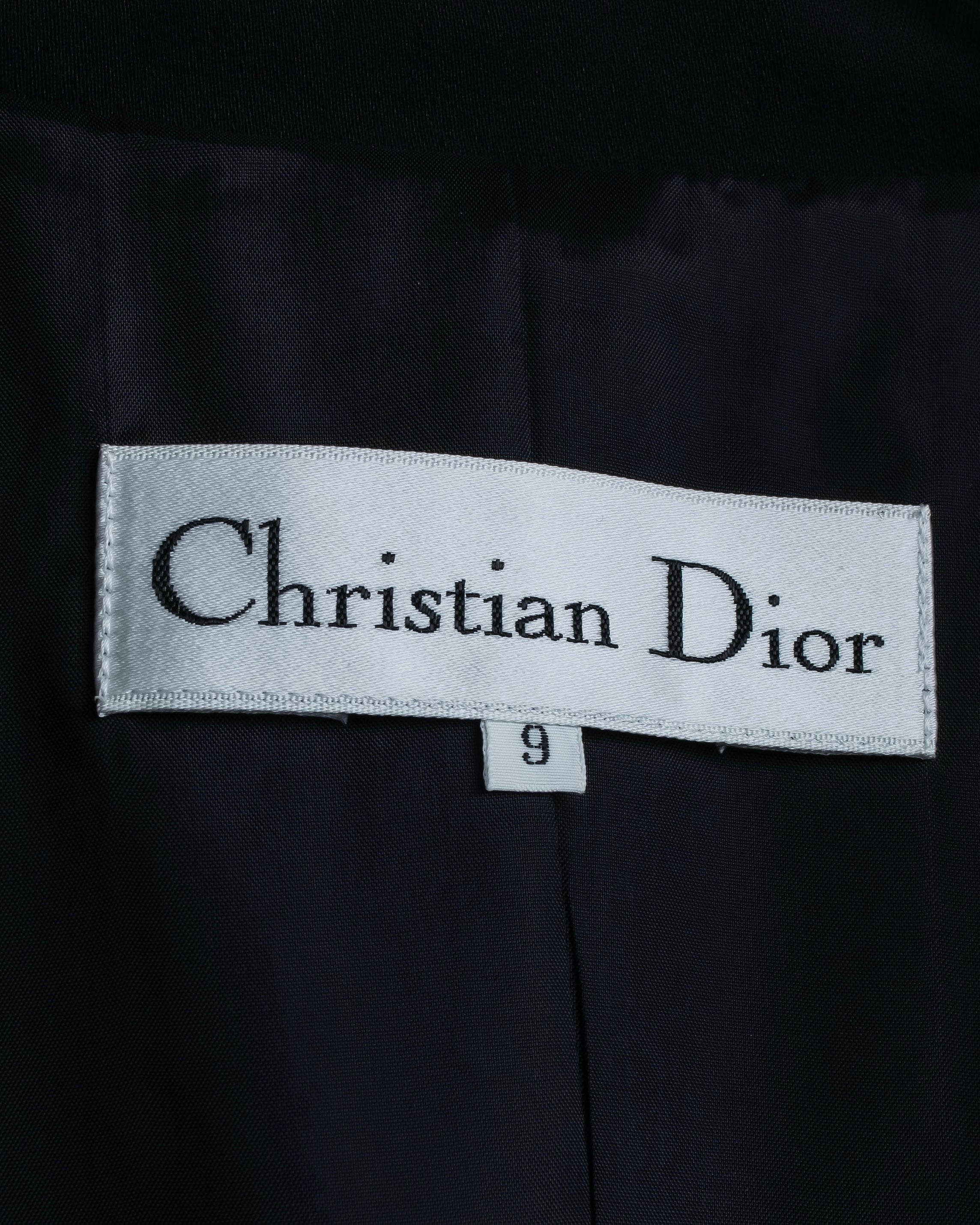 "Christian Dior" Jacquard switching design no-collar jacket