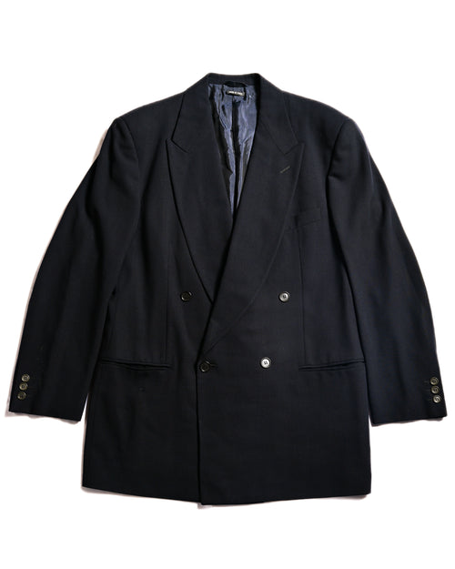 GIORGIO ARMANI/ Curved Lapel Oversized Double Breasted Tailored Jacket Navy