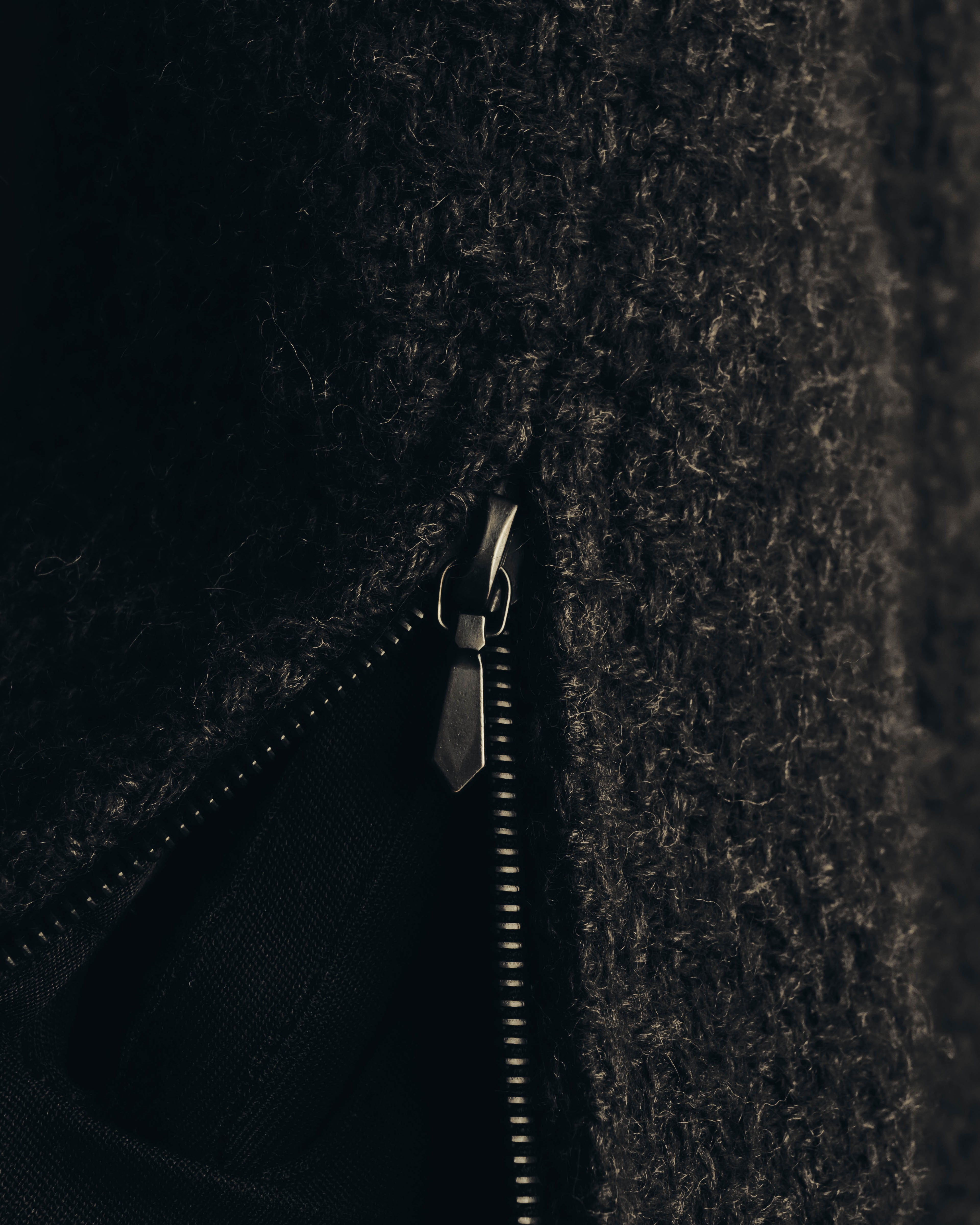 "CHANEL" 04AW Textured wool angora tweed zip jacket