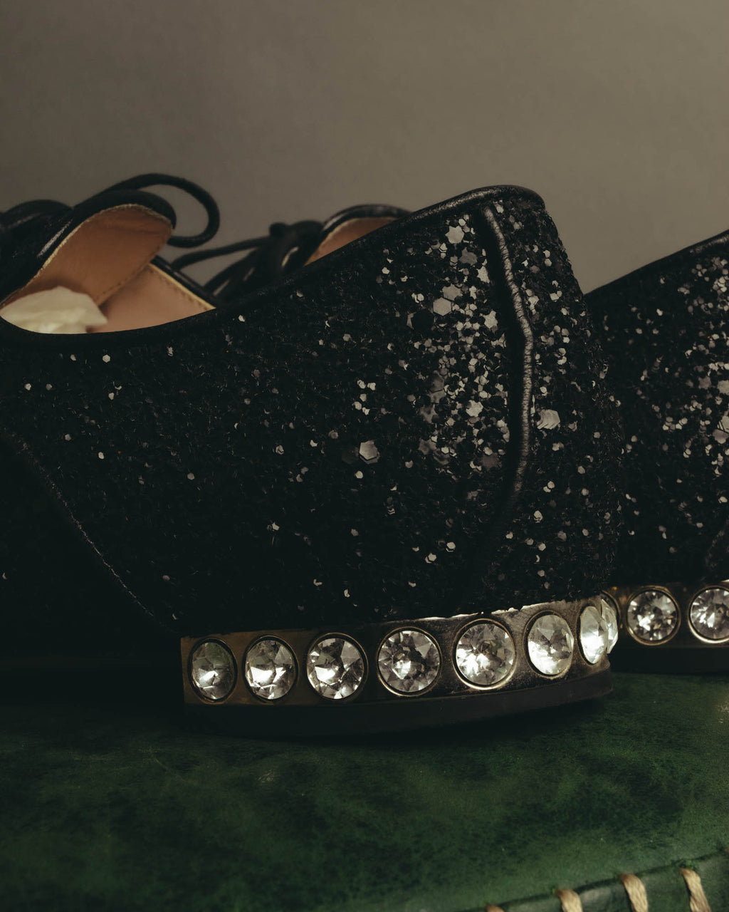 "Miu Miu" 2010's Embellished glitter lace-up oxford shoes