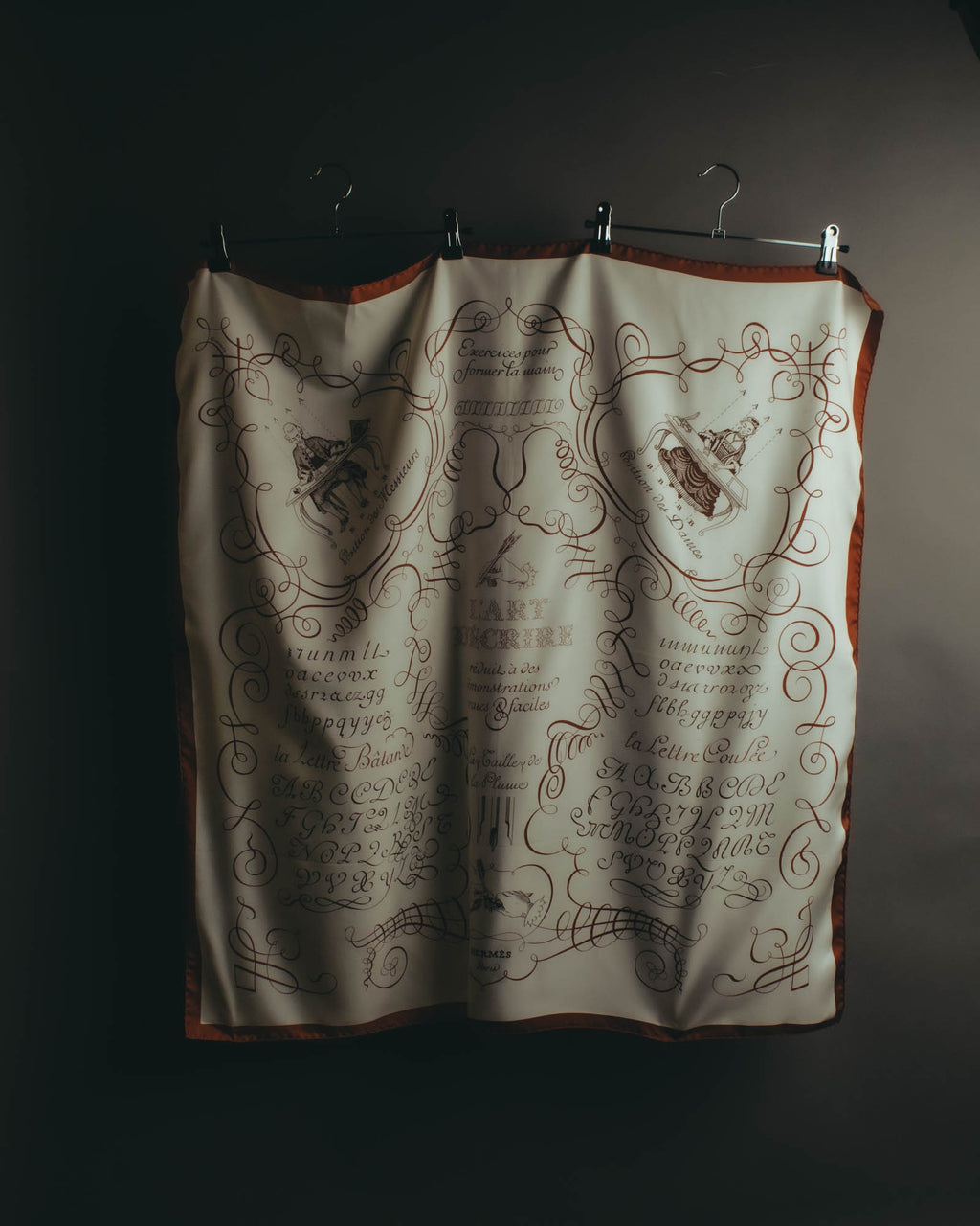 "Hermès" 90's Calligraphy print silk scarf