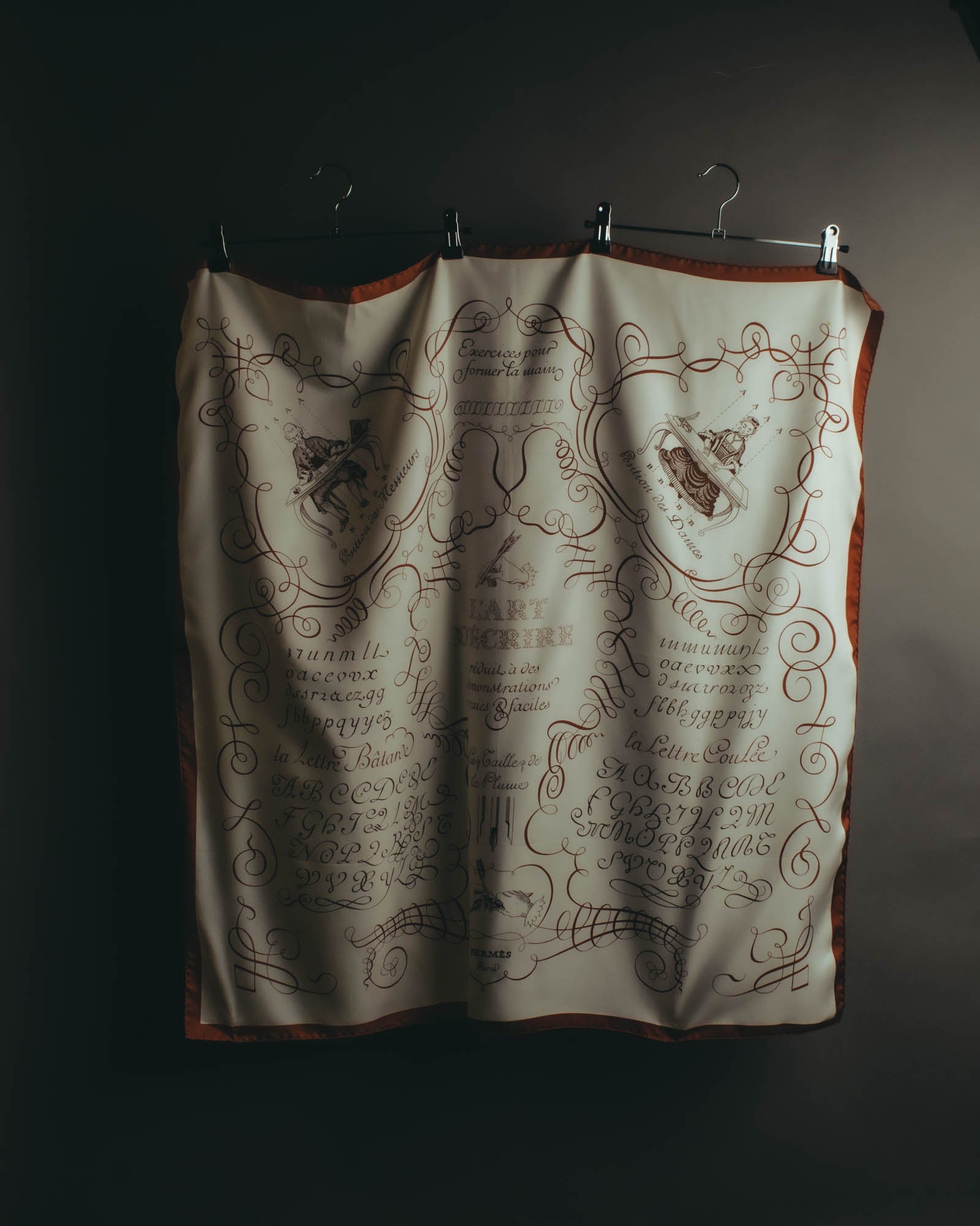 "Hermès" 90's Calligraphy print silk scarf