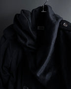 "TORUICHOU" Muffler-style collar military detail coat