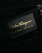 "Salvatore Ferragamo" 90's-00's Vintage iconic gancini pebbled leather dome top handle bag