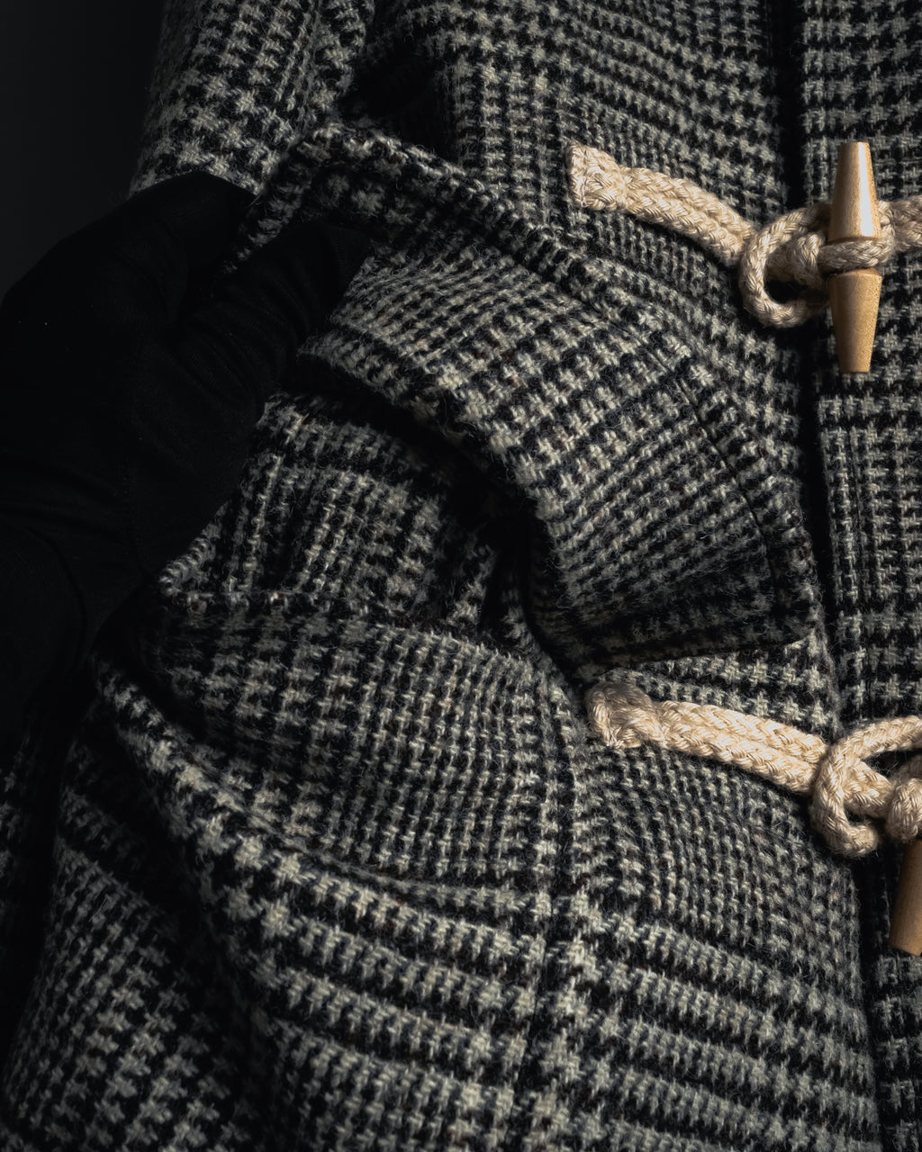 “Harris Tweed” Hooded plaid duffle coat