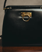 "CELINE" 70's-80's Structured leather top handle handbag
