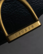 "Ralph Lauren" Saddle＆stirrup motif grained leather shoulder bag