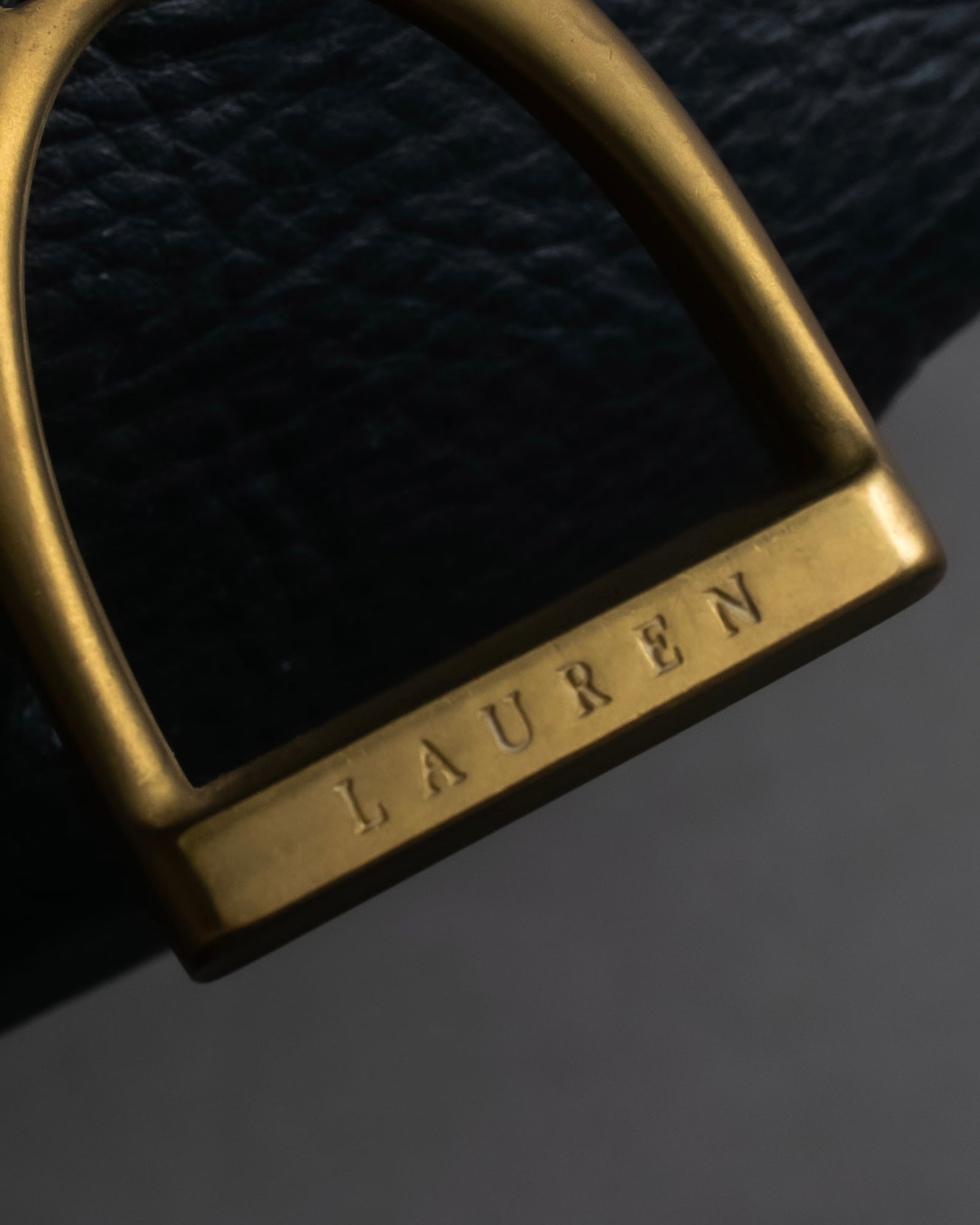 "Ralph Lauren" Saddle＆stirrup motif grained leather shoulder bag