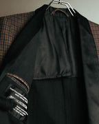 -SPECIAL- "Maison Martin Margiela" 00's Check shawl collar smoking jacket with satin contrast