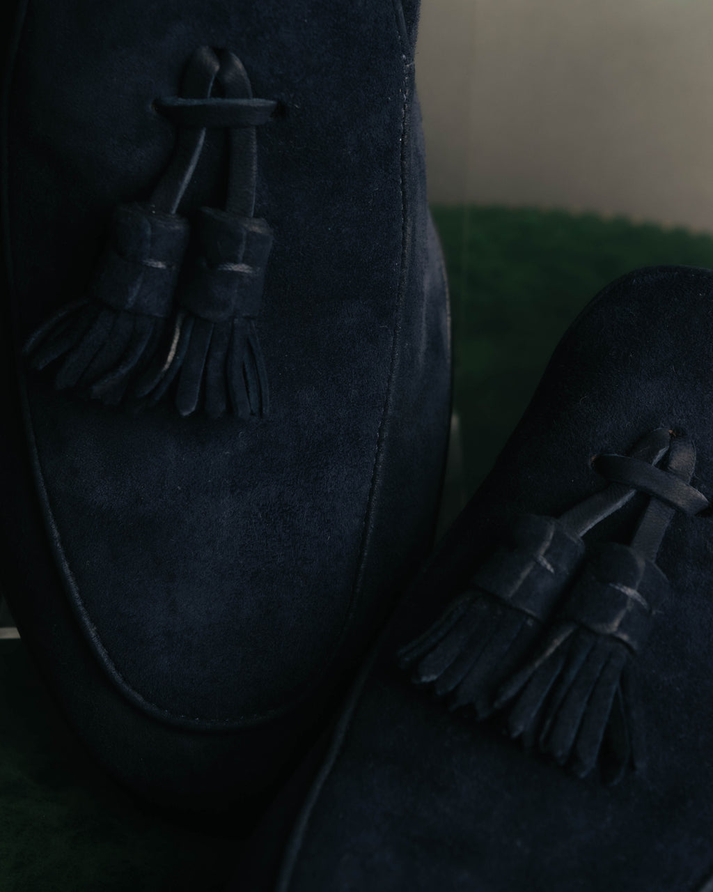 "Santoni" 2010's-2020's Elegant navy suede tassel loafers