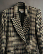 "GUCCI" 80's-early 90's Checked wool cashmere double-breasted jacket