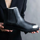 "CALVIN KLEIN" Silver metal toe cap side gore boots