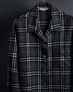 "BURBERRYS" Gold metal button design check pattern wool shirt